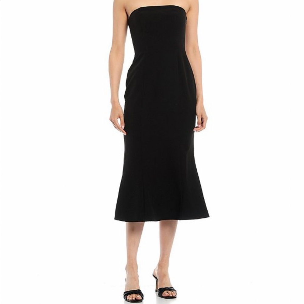 Gianni Bini Sawyer Fluted Strapless Midi Dress